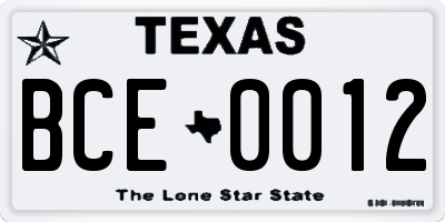 TX license plate BCE0012