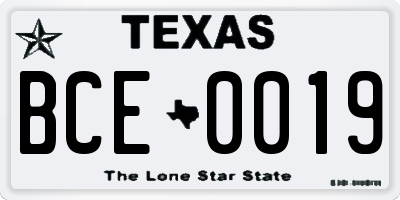 TX license plate BCE0019