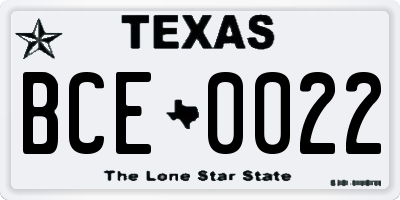 TX license plate BCE0022