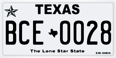 TX license plate BCE0028