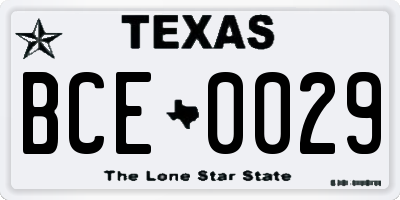 TX license plate BCE0029