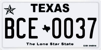 TX license plate BCE0037