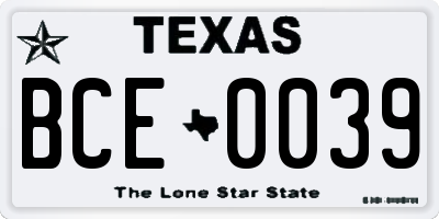 TX license plate BCE0039