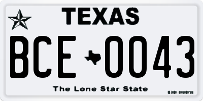 TX license plate BCE0043