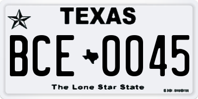TX license plate BCE0045