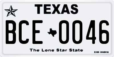 TX license plate BCE0046
