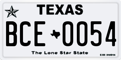 TX license plate BCE0054