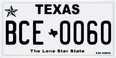 TX license plate BCE0060