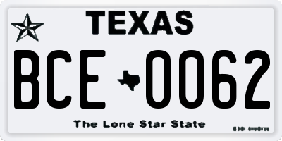 TX license plate BCE0062