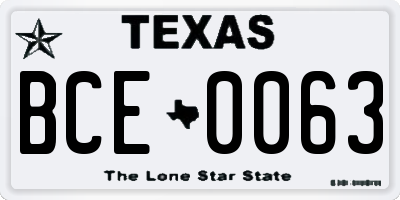 TX license plate BCE0063
