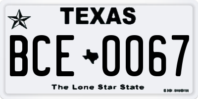 TX license plate BCE0067