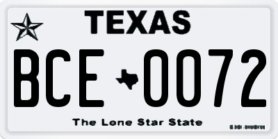 TX license plate BCE0072