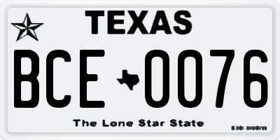 TX license plate BCE0076