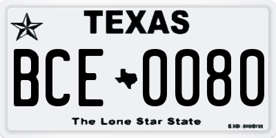 TX license plate BCE0080