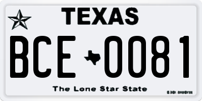 TX license plate BCE0081