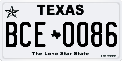TX license plate BCE0086