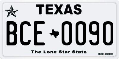 TX license plate BCE0090