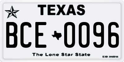 TX license plate BCE0096