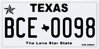 TX license plate BCE0098