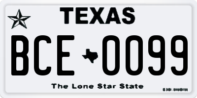 TX license plate BCE0099