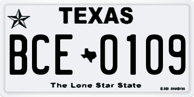 TX license plate BCE0109