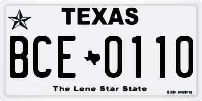TX license plate BCE0110