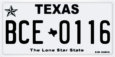 TX license plate BCE0116