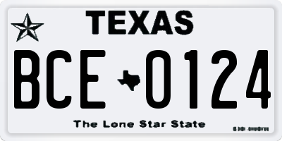 TX license plate BCE0124