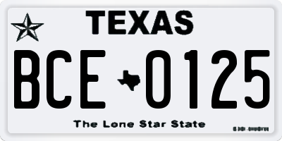 TX license plate BCE0125