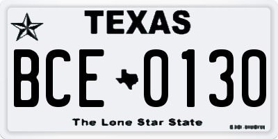 TX license plate BCE0130