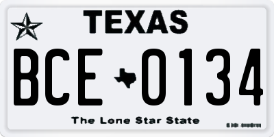 TX license plate BCE0134