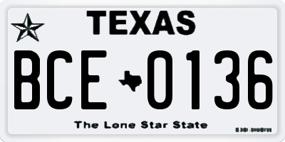 TX license plate BCE0136