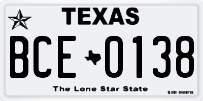TX license plate BCE0138