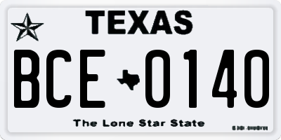 TX license plate BCE0140