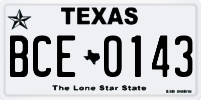 TX license plate BCE0143