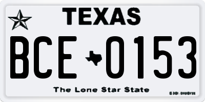 TX license plate BCE0153
