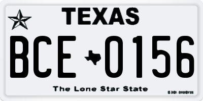 TX license plate BCE0156