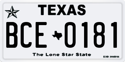 TX license plate BCE0181