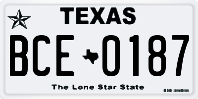 TX license plate BCE0187
