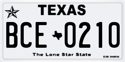TX license plate BCE0210