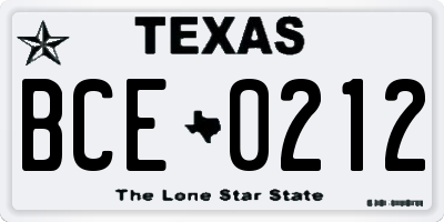 TX license plate BCE0212