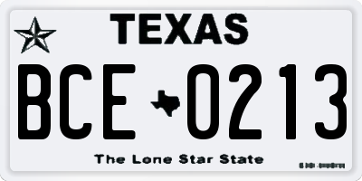 TX license plate BCE0213