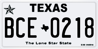 TX license plate BCE0218