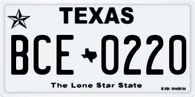 TX license plate BCE0220