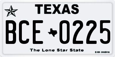 TX license plate BCE0225
