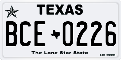 TX license plate BCE0226