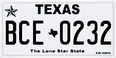 TX license plate BCE0232