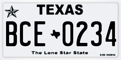 TX license plate BCE0234