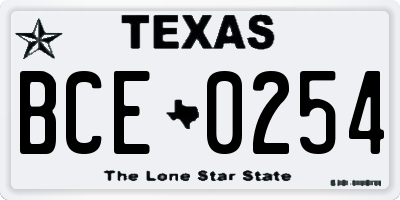 TX license plate BCE0254