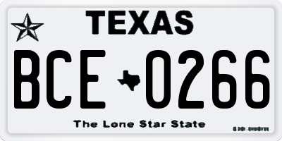 TX license plate BCE0266